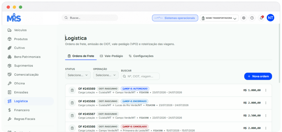 Tela do Minha Rota Segura em dispositivos